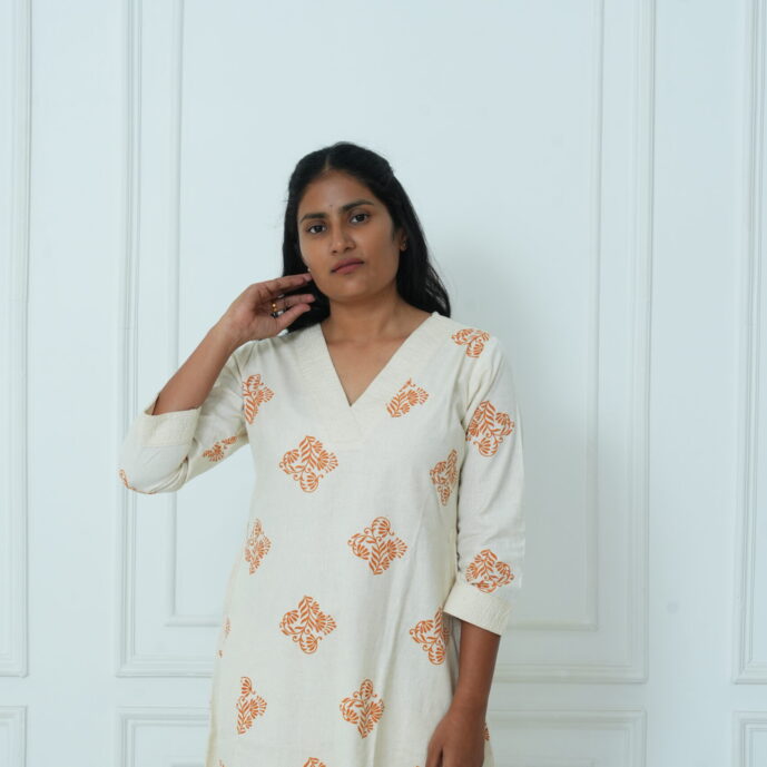 White Kurti Full sleves