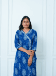 Blue Angrakha cotton kurta Set