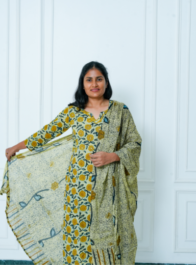 Pastel yellow Cotton Kurta Set