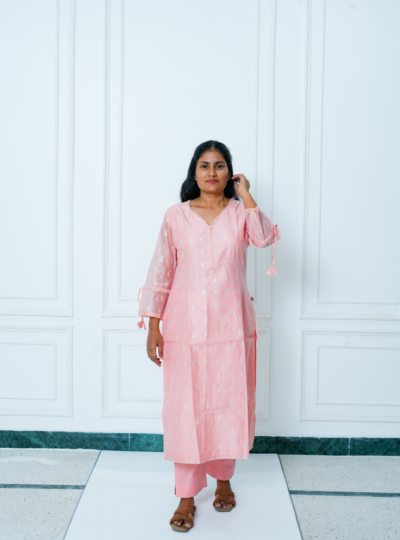 Light Peach Festive Kurta With Pants