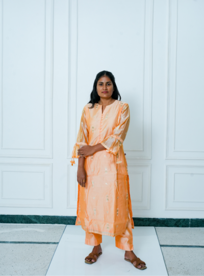 Orange Festive Kurta With Pants
