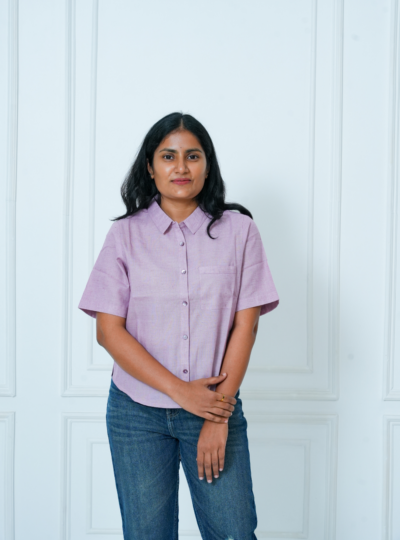Light Pink Mid Cropped Solid Shirt