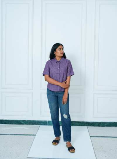 Onion Pink Mid Cropped Solid Shirt