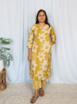 Yellow Floral Print Cotton Kurta Set