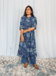 Blue Floral Print Cotton Kurta Set