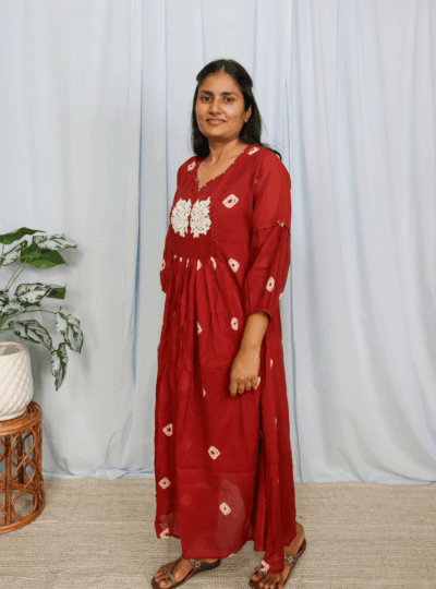 Red Mul Cotton Kurta Set