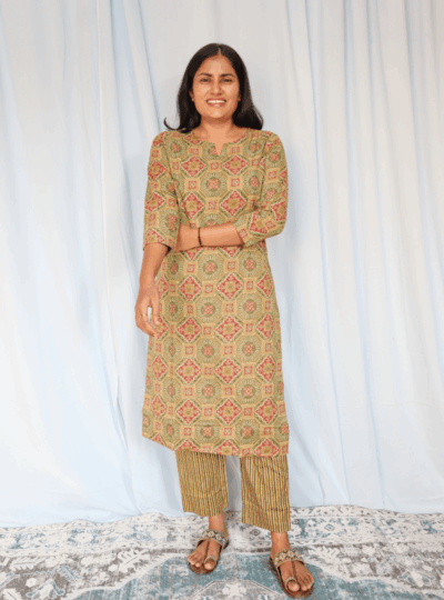 Ajrak Print Cotton Kurta Set