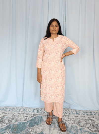 Floral Print Cotton Kurta Set