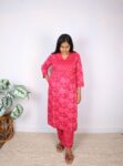 Pink Floral Print Cotton Kurta Set